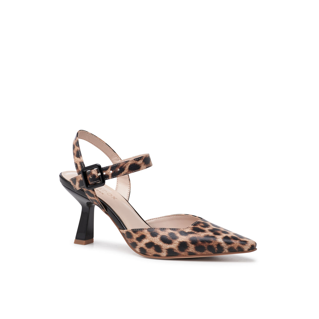 Paradox London Tempest Heels Leopard Print Flared Heel Court Shoes