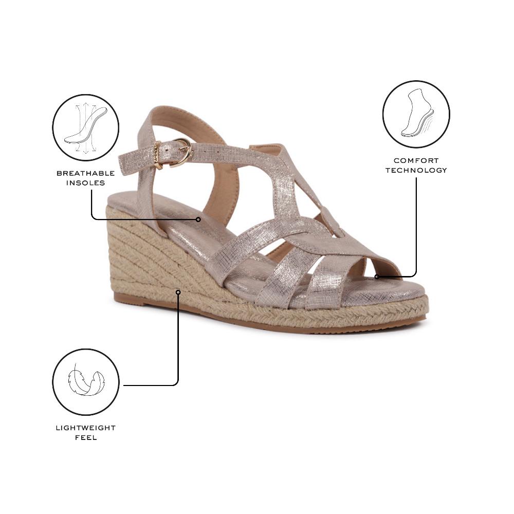 Paradox London Valerie Wedge Sandals Navy Shimmer Comfort Fit Espadrille Wedge Sandals