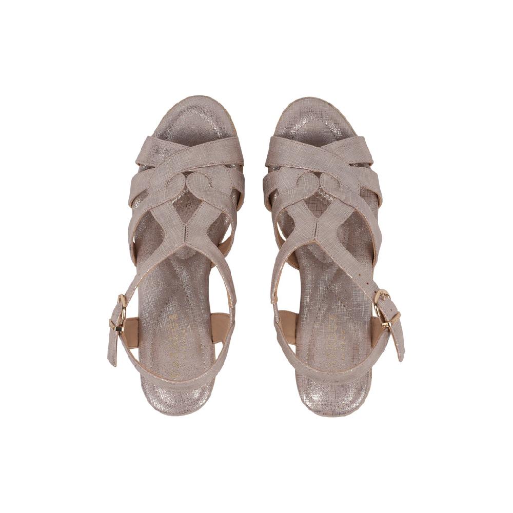 Paradox London Valerie Wedge Sandals Navy Shimmer Comfort Fit Espadrille Wedge Sandals