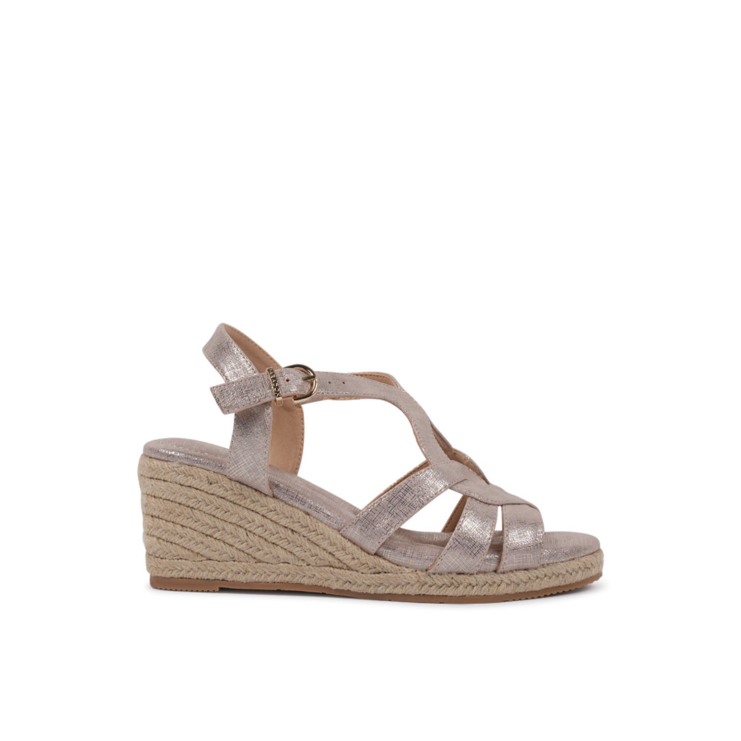 paradox london Valerie Wedge Sandals Navy Shimmer Comfort Fit Espadrille Wedge Sandals