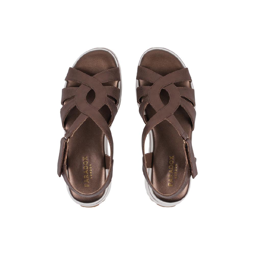 Paradox London Vera Wedge Sandals Navy Shimmer Comfort Fit T-bar Wedge Sandals