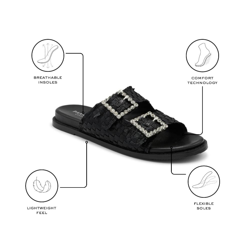 Paradox London Verity Flat Sandals Black Hand Woven Flat Sandals