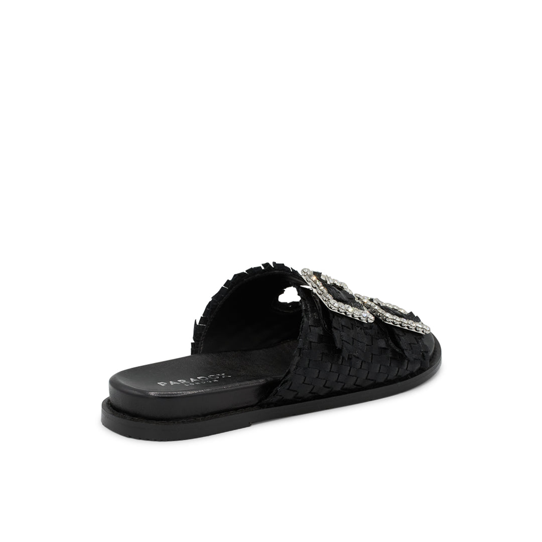 Paradox London Verity Flat Sandals Black Hand Woven Flat Sandals