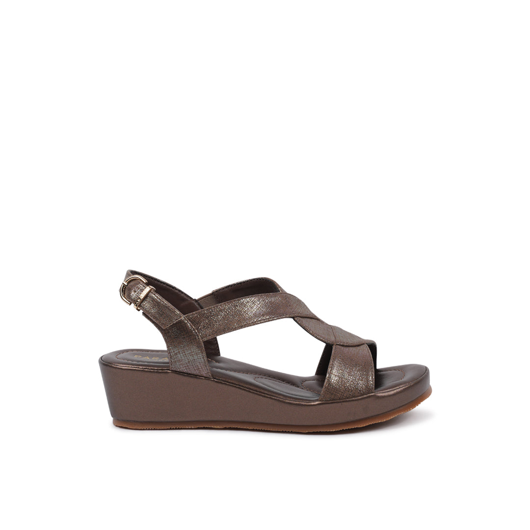 paradox london Vesper Wedge Sandals Bronze Shimmer Comfort Fit Wedge Sandals