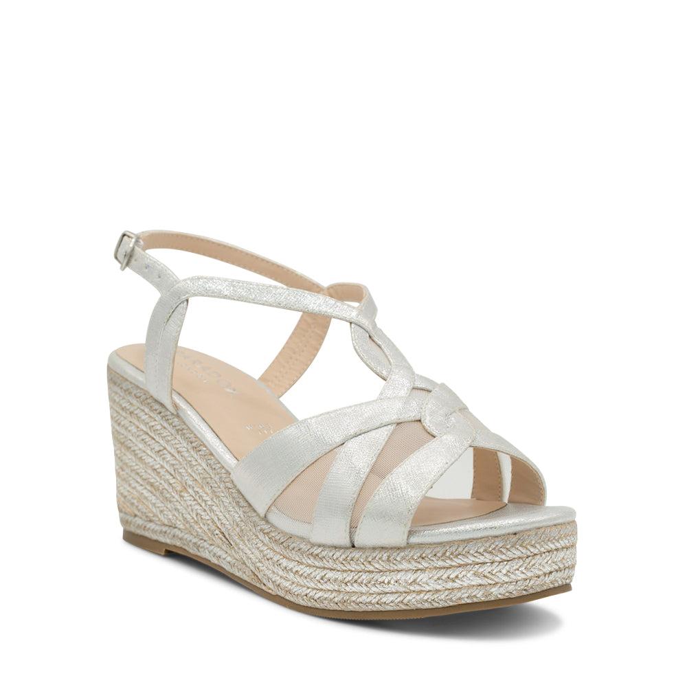 Paradox London Yanelli Wide Fit Sandals Silver Shimmer Wide Fit Wedge Espadrilles