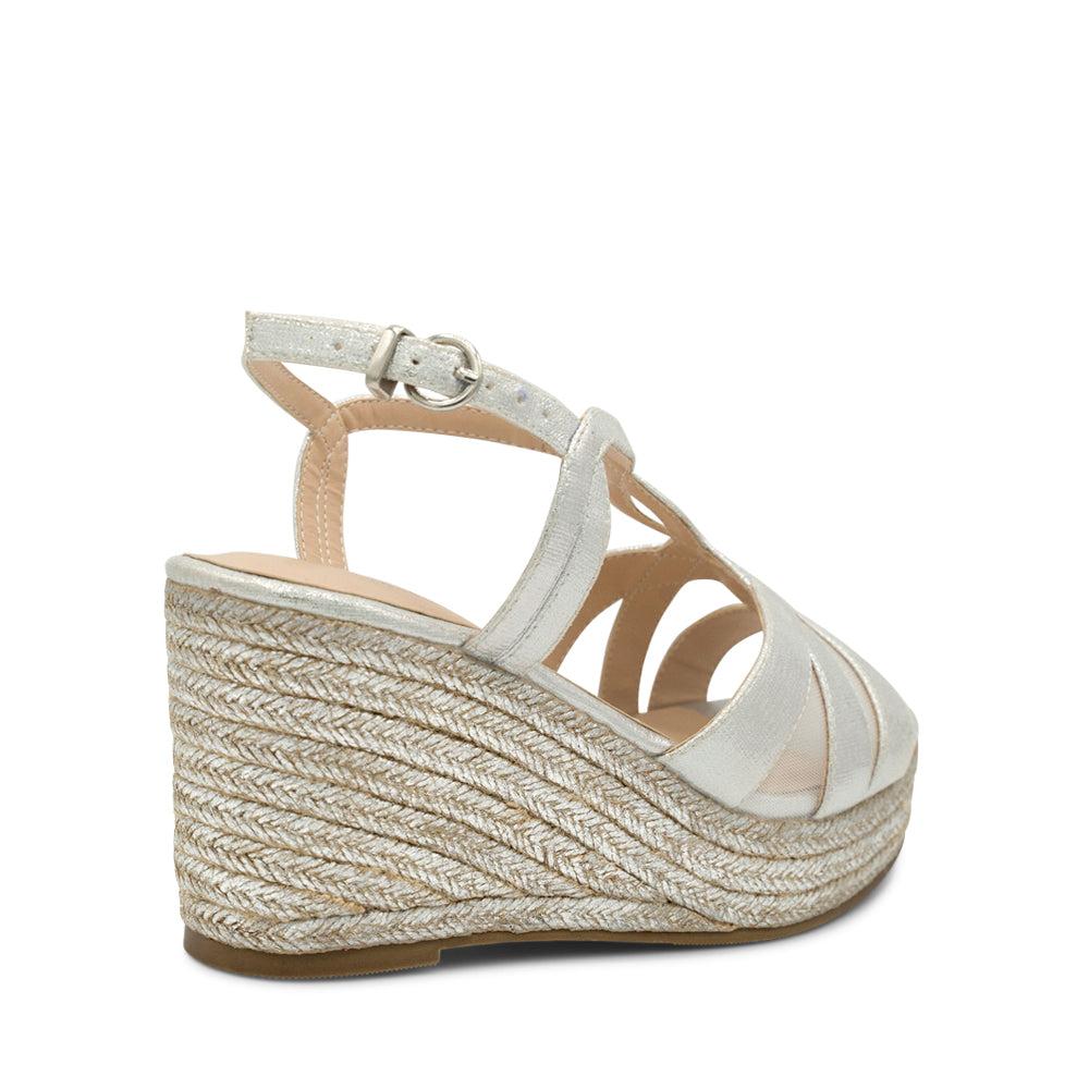 Paradox London Yanelli Wide Fit Sandals Silver Shimmer Wide Fit Wedge Espadrilles