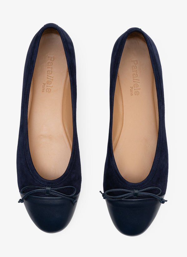 Parallèle Ballerines Cuir Velours Marine Java - Chaussures Femme