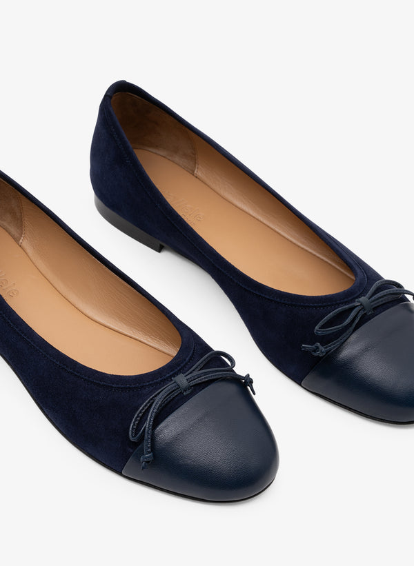 Parallèle Ballerines Cuir Velours Marine Java - Chaussures Femme