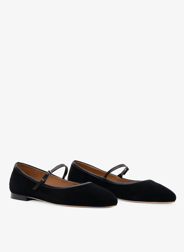 Parallèle Ballerines Cuir Velours Noir Dakota - Chaussures Femmes