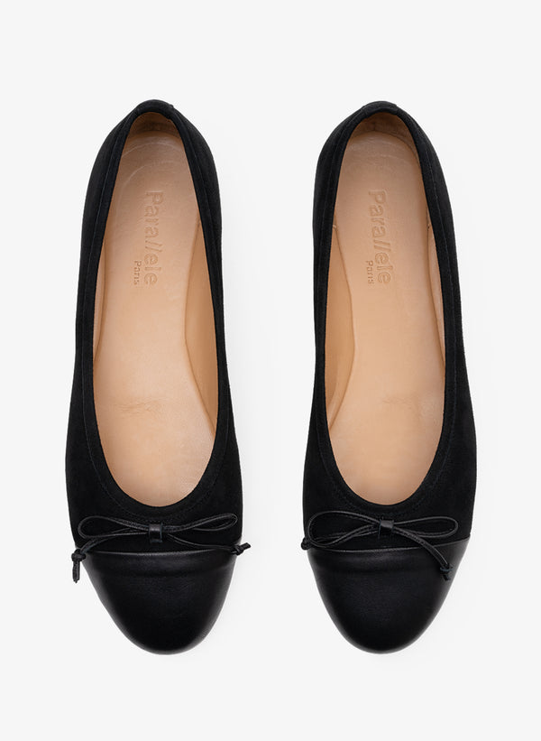 Parallèle Ballerines Cuir Velours Noir Java - Chaussures Femme