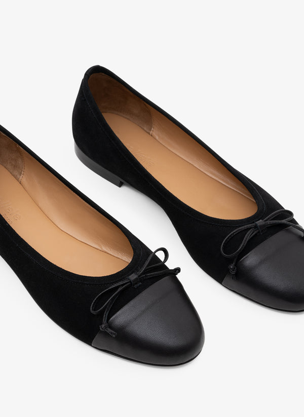 Parallèle Ballerines Cuir Velours Noir Java - Chaussures Femme
