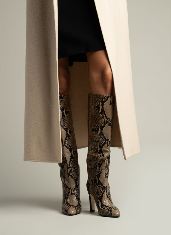 Parallèle Bottes Cuir Imprimé Serpent Teresa - Chaussures Femme