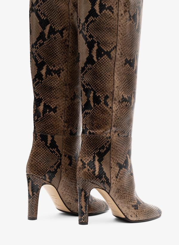 Parallèle Bottes Cuir Imprimé Serpent Teresa - Chaussures Femme