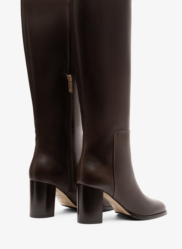 Parallèle Bottes Cuir Lisse Expresso Melia - Chaussures Femme