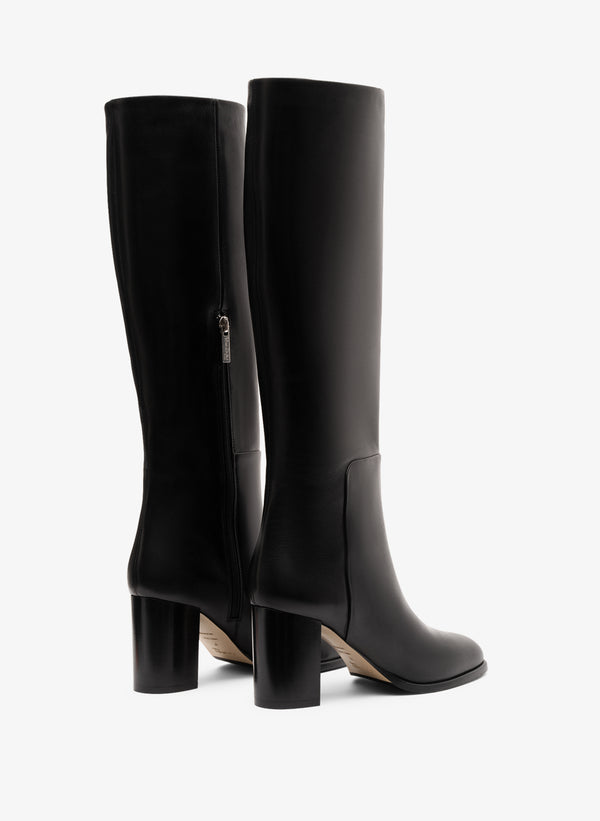 Parallèle Bottes Cuir Lisse Noir Melia - Chaussures Femme