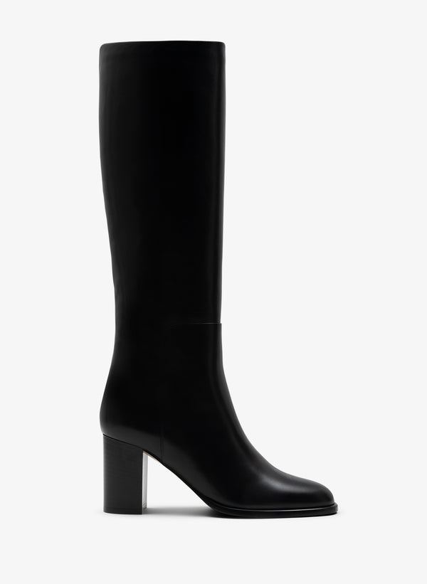 parallèle Bottes Cuir Lisse Noir Melia - Chaussures Femme