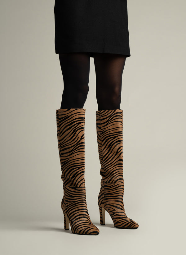 Parallèle Bottes Cuir Pony Zebre Teresa - Chaussures Femme