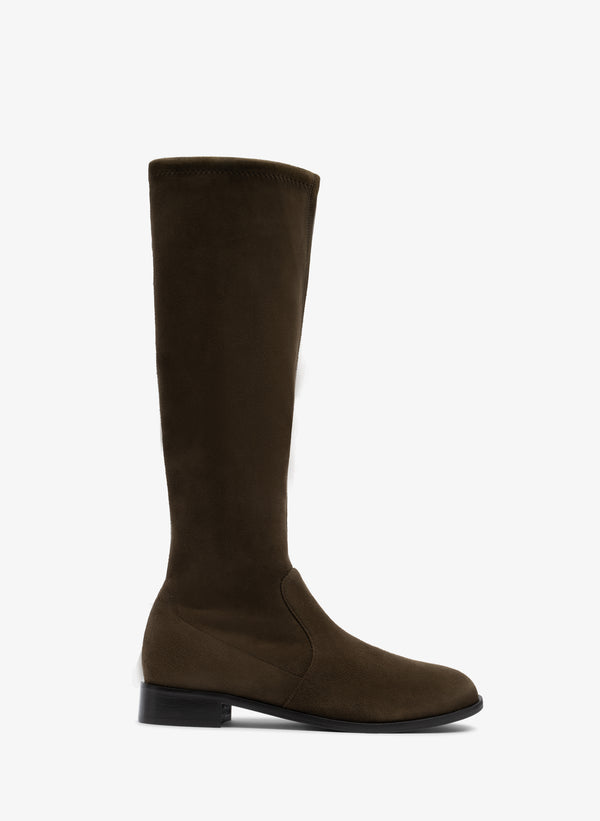 parallèle Bottes Cuir Stretch Kaki Rivas - Chaussures Femme