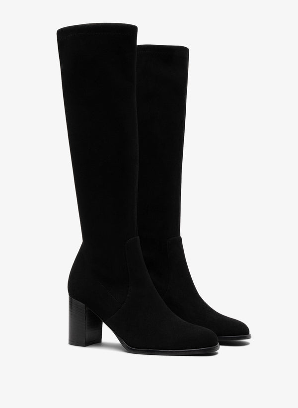 Parallèle Bottes Cuir Velours Noir Petrona - Chaussures Femme