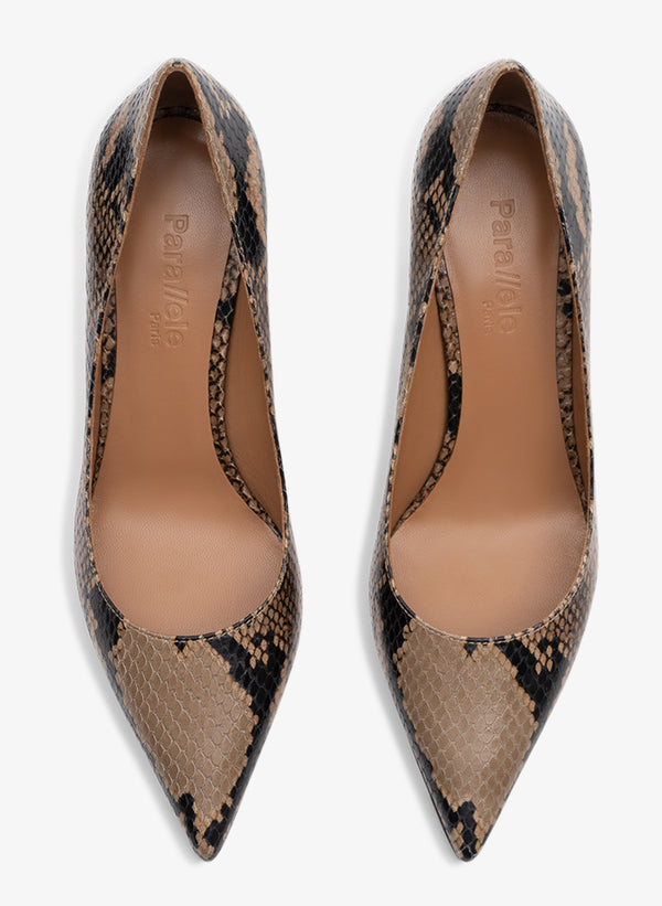 Parallèle Bottines Cuir Imprimé Serpent Yumba - Chaussures Femme