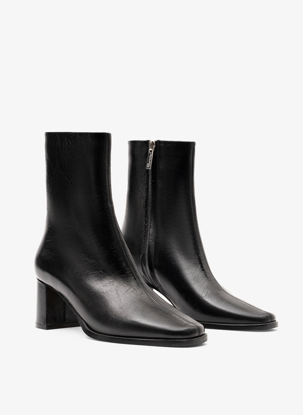 Parallèle Bottines Cuir Nappa Craquelé Noir Carlo - Chaussures Femmes
