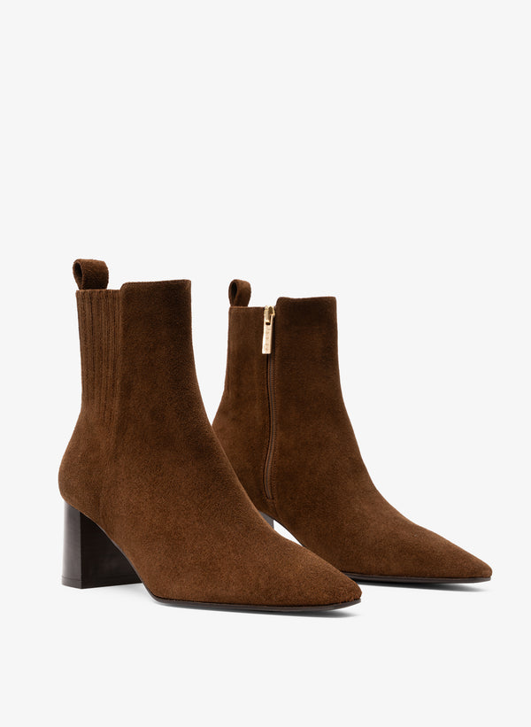 parallèle Bottines Cuir Velours Cognac Novo - Chaussures Femme