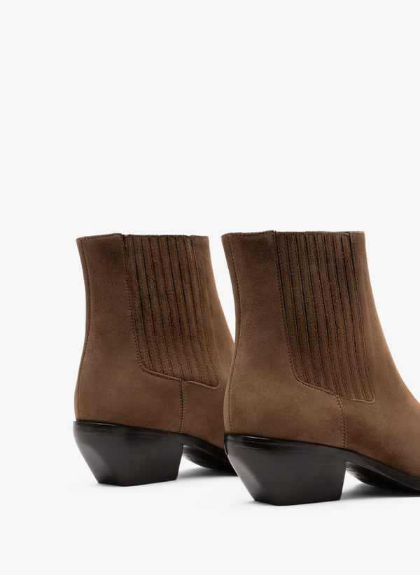 Parallèle Bottines Cuir Velours Taupe Kira - Chaussures Femme