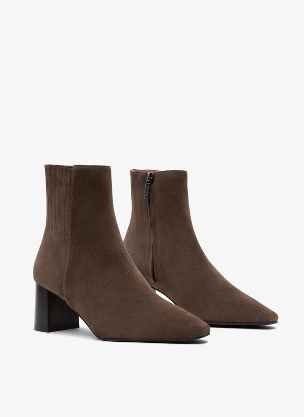Parallèle Bottines Cuir Velours Taupe Novo - Chaussures Femme