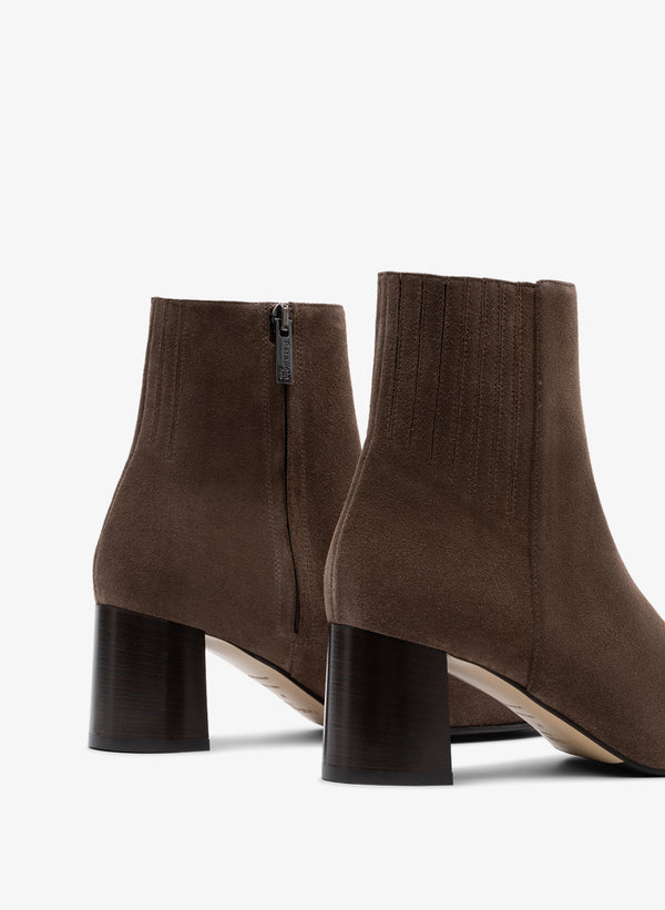 Parallèle Bottines Cuir Velours Taupe Novo - Chaussures Femme