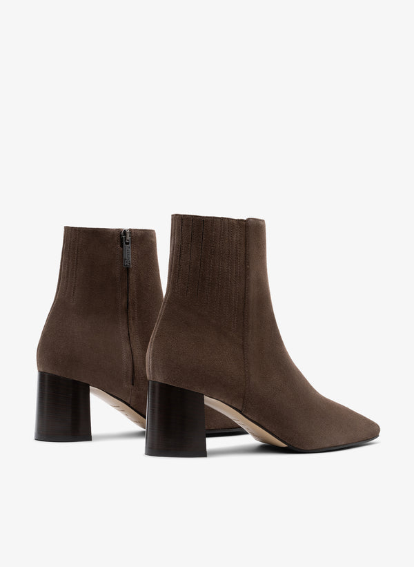 Parallèle Bottines Cuir Velours Taupe Novo - Chaussures Femme