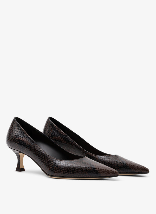 Parallèle Escarpins Cuir Imprimé Serpent Rosa - Chaussures Femme