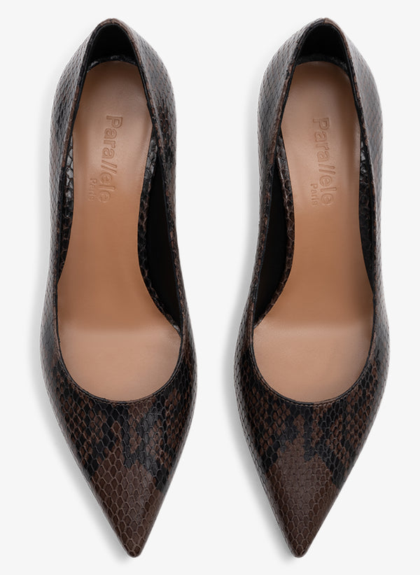 Parallèle Escarpins Cuir Imprimé Serpent Rosa - Chaussures Femme