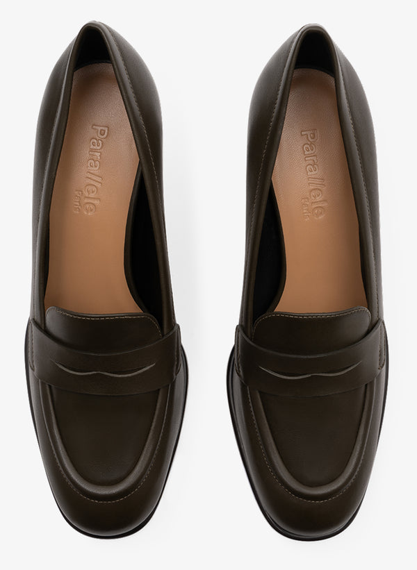 Parallèle Escarpins Cuir Lisse Kaki Vittore - Chaussures Femme