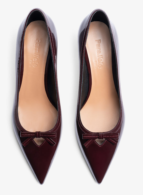 Parallèle Escarpins Cuir Verni Bordeaux Foxi - Chaussures Femme