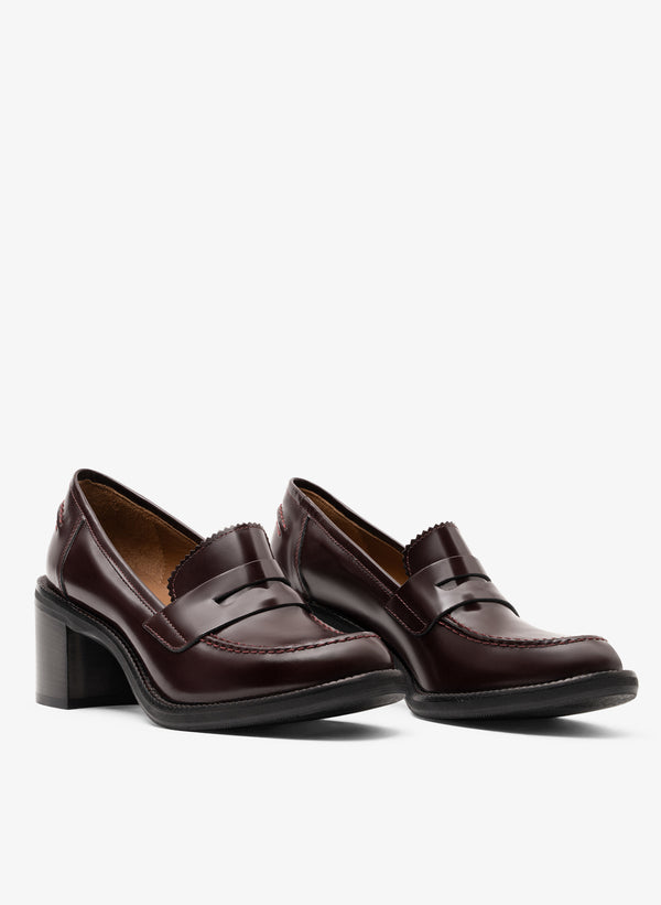 Parallèle Mocassins Cuir Brossé Bordeaux Oxford - Chaussures Femme