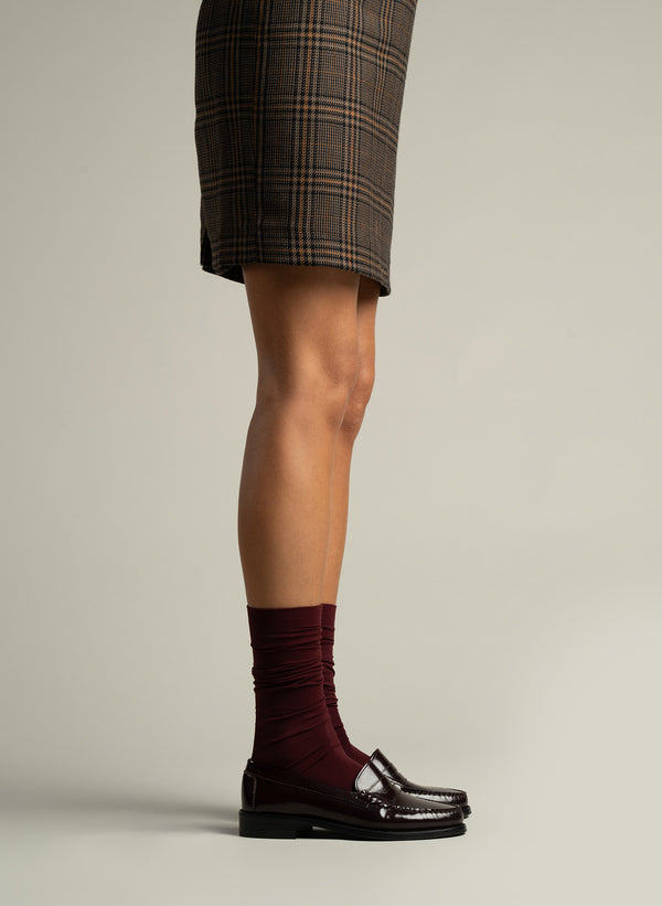 Parallèle Mocassins Cuir Brossé Bordeaux Stanford - Chaussures Femme