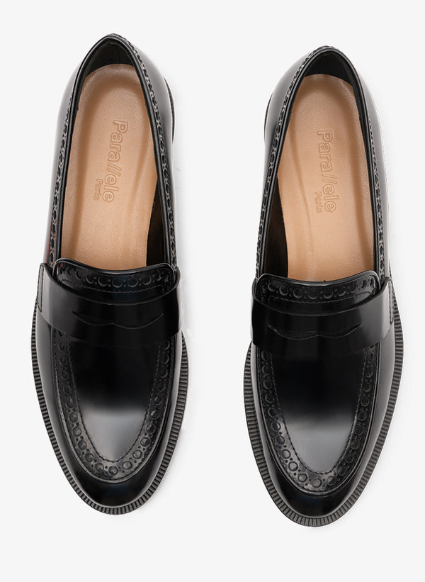 Parallèle Mocassins Cuir Brossé Noir Caruso - Chaussures Femmes