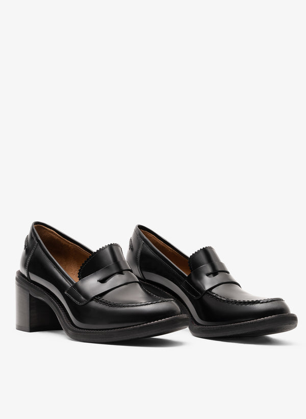 Parallèle Mocassins Cuir Brossé Noir Oxford - Chaussures Femme