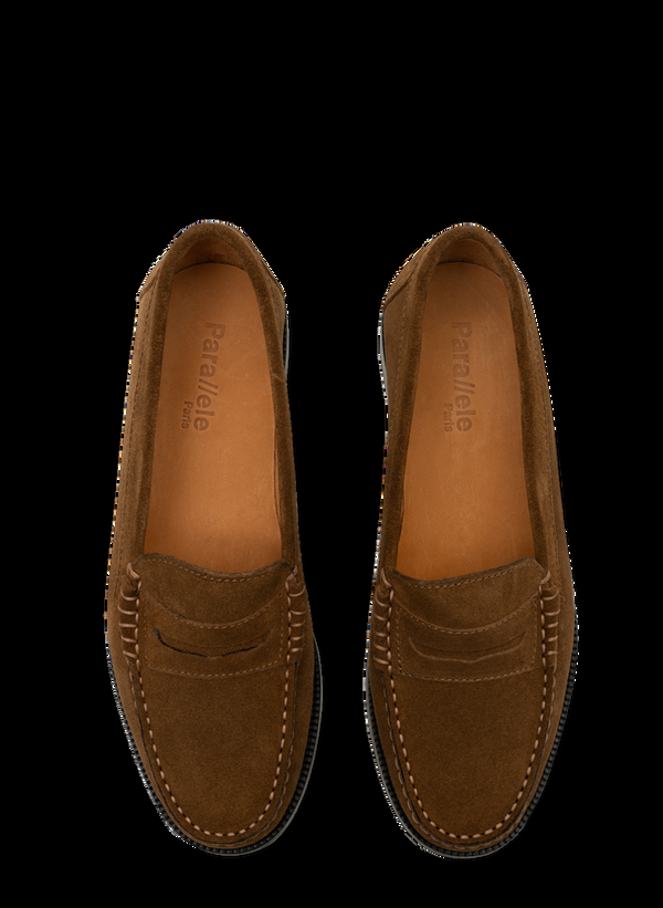 Parallèle Mocassins Cuir Daim Cognac Stanford - Chaussures Femme