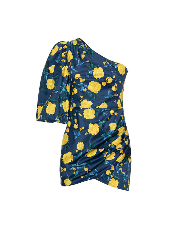 parden' LEVANTE One-shoulder cotton Dress Roses Navy / 40