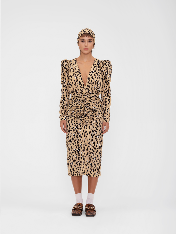 Parden' DENIZ Draped Dress Leo Beige / 40