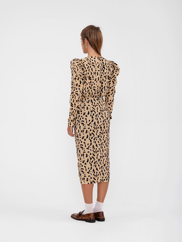 Parden' DENIZ Draped Dress Leo Beige / 40