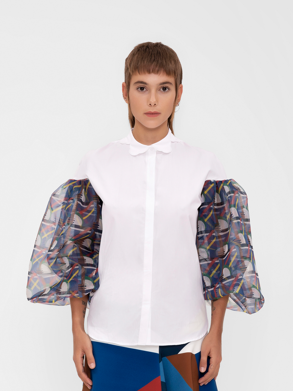 Parden' ISLA Silk Organza Shirt Nigel Navy / 40