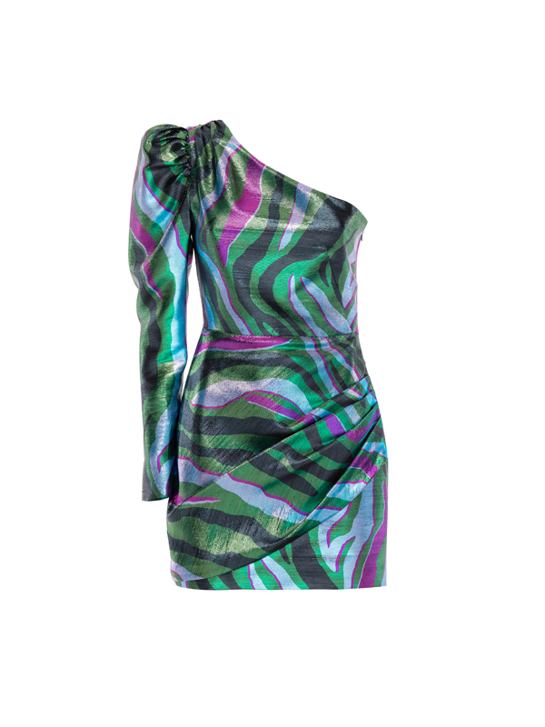 parden' LELAND One-shoulder Dress Zebra Green / 40