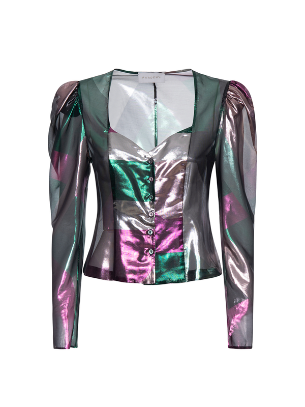Parden' MALINA Silk Lurex Shirt 40 / Vida Green