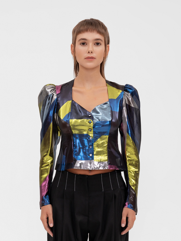 Parden' MALINA Silk Lurex Shirt Vida Navy / 40