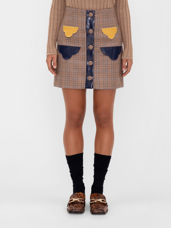 Parden' MEGAN Mini Skirt Check Brown / 38