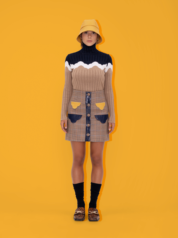 parden' MEGAN Mini Skirt Check Brown / 38