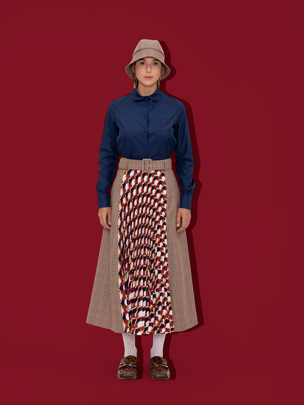 parden' RANIA Midi Pleated Skirt Adabella/Caledon Burgundy / 42