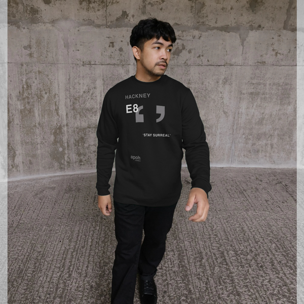 parka london apoh Surreal Hackney Slogan Black Sweatshirt